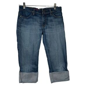 Ag Adriano Goldschmied Women's Cropped Cuffed Jeans in Medium Blue Wash